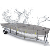 Zanicham 800D Jon Boat Cover, Windproof Metal Buckle Straps Jon Boat Cover Fade and Tear Resistant Trailerable, UV Protection and Waterproof Jon Boat Cover